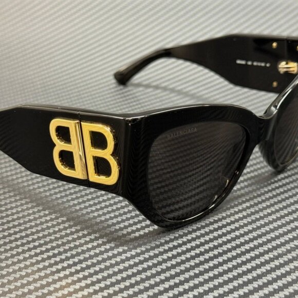 BALENCIAGA Black Grey Women's 55 mm Medium Sunglasses - Picture 3 of 5